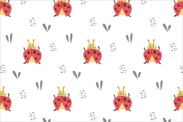 cute baby animal background pattern with bugs