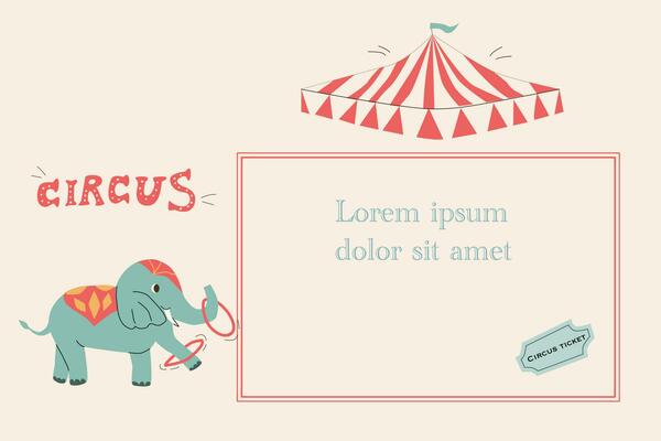 invitation banner with cartoon elephant with ring