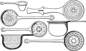 Kitchen Utensils from Pompeii vintage illustration. vector