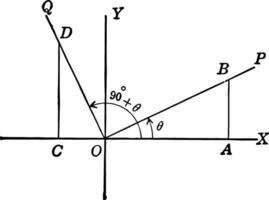 coordinar eje con perpendiculares dibujado a formar similar Derecha triangulos Clásico ilustración. vector