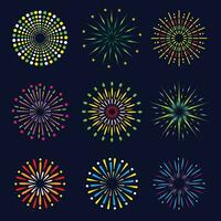 colorful fireworks for anniversary celebration festival flat vector design