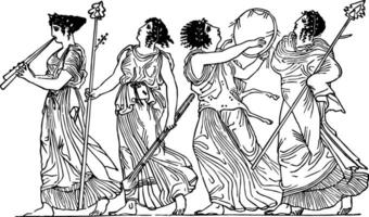 báquico procesión, Clásico ilustración. vector