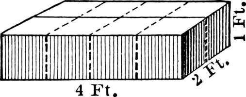 4 By 2 By 1 Rectangular Prism vintage illustration. vector
