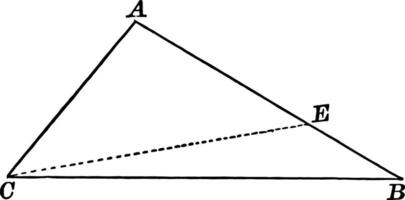 Triangle With Interior Segment Drawn vintage illustration. vector