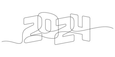 continuous line drawing 2024 beginning of the year thin line illustration overlapped vector