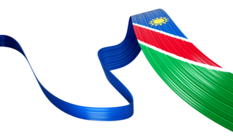 Waving ribbon or banner with flag of Namibia. Template for independence day 3d illustration png