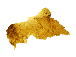 zentral afrikanisch Karte golden Metall Farbe Höhe Karte 3d Illustration png