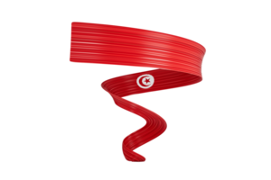 Abstract Flag of Tunisia with wavy ribbon 3d illustration png