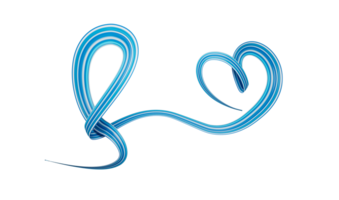 Blue ribbon making Heart shape. Bow to heart Symbol of prostate cancer awareness month in November 3d illustration png