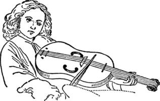 Alto Guitar Fiddle, vintage illustration. vector