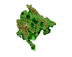 Montenegro topográfico mapa 3d realista mapa cor 3d ilustração png