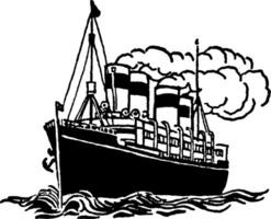 Steam Powered Ship, vintage illustration. vector