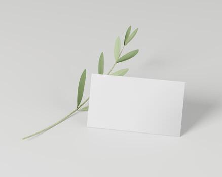 Minimal business card mockup with leaf photo