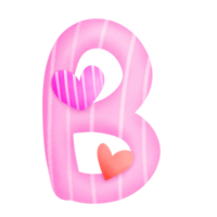 Set of illustrations alphabet A-Z and numbers 0-9, Pink Valentine's Day theme with cute hearts. png