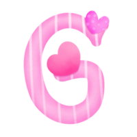 Set of illustrations alphabet A-Z and numbers 0-9, Pink Valentine's Day theme with cute hearts. png