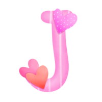 impostato di illustrazioni alfabeto az e numeri 0-9, rosa San Valentino giorno tema con carino cuori. png