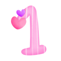 einstellen von Abbildungen Alphabet az und Zahlen 0-9, Rosa Valentinstag Tag Thema mit süß Herzen. png