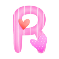 reeks van illustraties alfabet az en getallen 0-9, roze Valentijnsdag dag thema met schattig harten. png