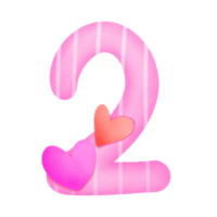 Set of illustrations alphabet A-Z and numbers 0-9, Pink Valentine's Day theme with cute hearts. png