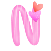 conjunto de ilustraciones alfabeto Arizona y números 0-9, rosado San Valentín día tema con linda corazones. png