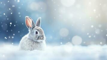 AI generated a Rabbit Banner and Background for Christmas and New Year. Generative Ai. photo