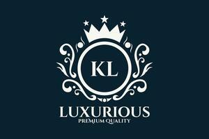 Initial  Letter KL Royal Luxury Logo template in vector art for luxurious branding  vector illustration.