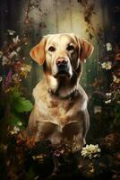 AI generated Portrait of cute labrador retriever, wallpaper design photo