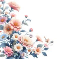 AI generated Beautiful bouquet of flowers isolated flowers illustration.gift box Birthday, Wedding, Mother's Day, Valentine's day, Women's Day flowers and leaves for invitation, png