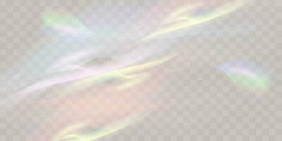 A set of colourful vector lens, crystal rainbow  light  and  flare transparent effects.