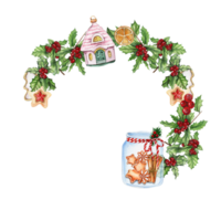 Christmas wreath with plants png