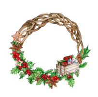 Christmas wreath with fir branches. png