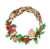 Christmas wreath with fir branches. png