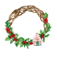 Christmas wreath with fir branches. png