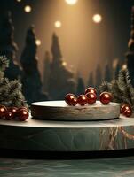 AI generated Christmas and New Year background with podium. 3d render illustration. photo