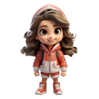 AI generated 3D cartoon character a cute student girl, Isolated transparent background png. generated with AI png
