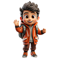 AI generated 3D cartoon character a cute student boys, Isolated transparent background png. generated with AI png