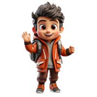 AI generated 3D cartoon character a cute student boys, Isolated transparent background png. generated with AI png