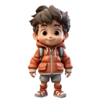 AI generated 3D cartoon character a cute student boys, Isolated transparent background png. generated with AI png