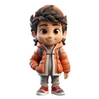 AI generated 3D cartoon character a cute student boys, Isolated transparent background png. generated with AI png