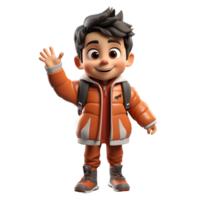 AI generated 3D cartoon character a cute student boys, Isolated transparent background png. generated with AI png