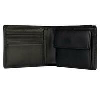 Open Black Wallet, Empty. Visible Compartments For Credit Cards, Documents And Money photo