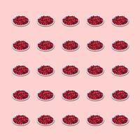 Pattern plates with cranberries isolated on a pink background. photo