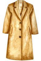 Watercolor painting of beige girl winter coat. Watercolor hand drawn illustration of winter clothing coat. png