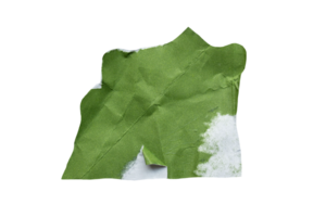Crumpled green ripped paper piece on transparent background png