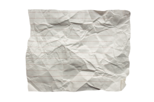 Crumpled lined torn notebook page sheet on transparent background with copy space png