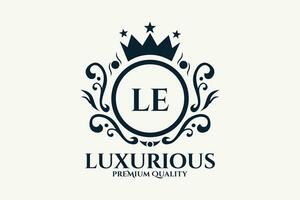Initial  Letter LE Royal Luxury Logo template in vector art for luxurious branding  vector illustration.