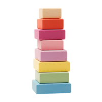 AI generated stack of colorful blocks on transparent background PNG image