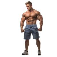 ai généré portrait de une musclé homme sur transparent Contexte png image