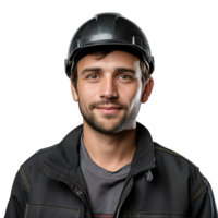 ai gerado retrato do uma homem dentro capacete em transparente fundo png imagem