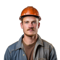 AI generated portrait of a man in helmet on transparent background PNG image